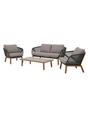 Bramblecrest Fern Green Helsinki Rectangle Dining Table with 8 Chairs, Parasol and Base - Image 4 of 5