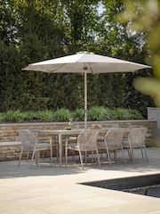 Bramblecrest Mocha Antibes Rectangle Dining Table with 8 Chairs and Parasol - Image 1 of 6