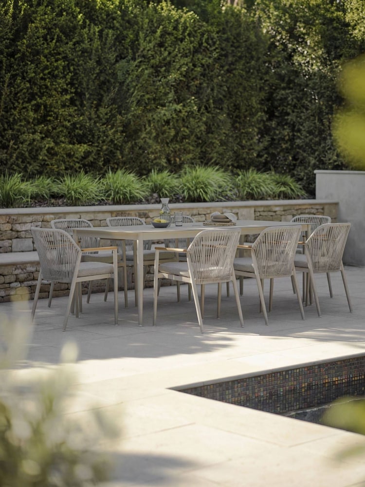 Bramblecrest Mocha Antibes Rectangle Dining Table with 8 Chairs and Parasol - Image 2 of 6