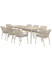 Bramblecrest Mocha Antibes Rectangle Dining Table with 8 Chairs and Parasol - Image 5 of 6