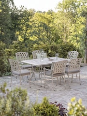 Bramblecrest Stone Rome 160 x 100cm Rectangle Table with 6 Armchairs & Seat Cushions - Image 1 of 5