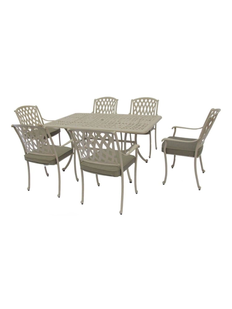Bramblecrest Stone Rome 160 x 100cm Rectangle Table with 6 Armchairs & Seat Cushions - Image 5 of 5