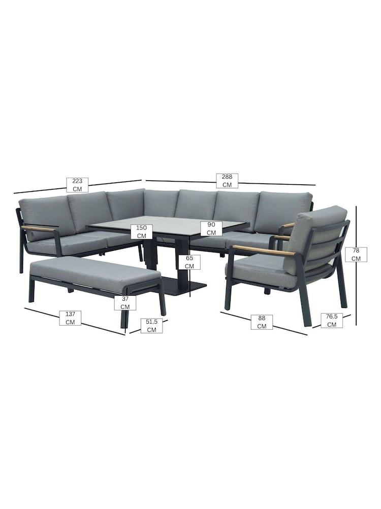 Bramblecrest Anthracite Siena L-Shape Sofa with Adjustable Height Table, Bench and Chair - Image 6 of 6