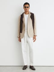 Reiss Pelmet Wool-Blend Herringbone Single-Breasted Blazer Tailored-Fit - Imagen 1 de 7