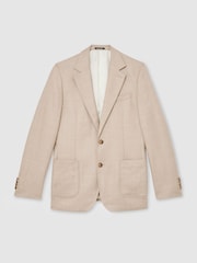 Reiss Pelmet Wool-Blend Herringbone Single-Breasted Blazer Tailored-Fit - Imagen 2 de 7