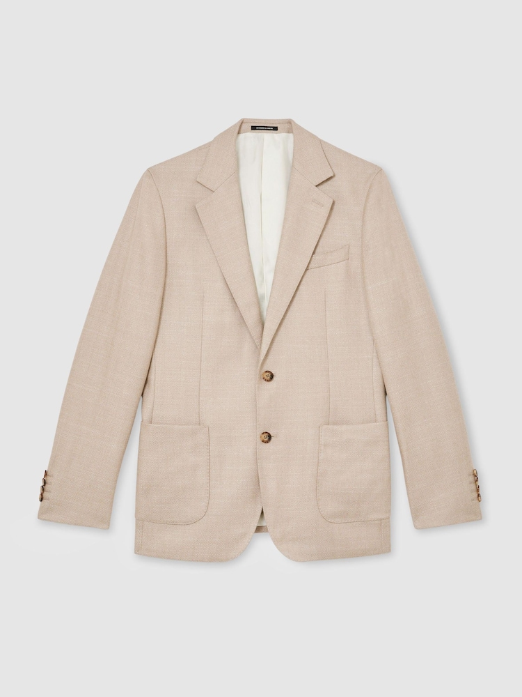 Reiss Pelmet Wool-Blend Herringbone Single-Breasted Blazer Tailored-Fit - Imagen 2 de 7 Reiss Pelmet Wool-Blend Herringbone Single-Breasted Blazer Tailored-Fit - Imagen 2 de 7