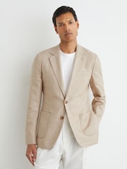 Reiss Pelmet Wool-Blend Herringbone Single-Breasted Blazer Tailored-Fit - Imagen 4 de 7