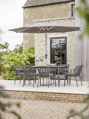 Bramblecrest Anthracite Antibes Rectangle Dining Table with 6 Chairs and Parasol - Image 1 of 5