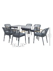 Bramblecrest Anthracite Antibes Rectangle Dining Table with 6 Chairs and Parasol - Image 5 of 5