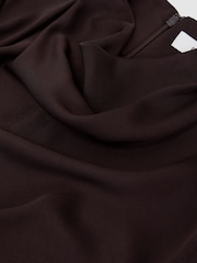 Reiss Grape Burgundy Bethany Draped Long-Sleeve Mini Dress - Image 8 of 8