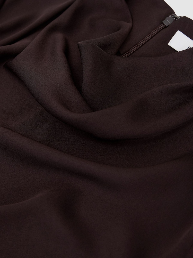 Reiss Grape Burgundy Bethany Draped Long-Sleeve Mini Dress - Image 8 of 8 Reiss Grape Burgundy Bethany Draped Long-Sleeve Mini Dress - Image 8 of 8