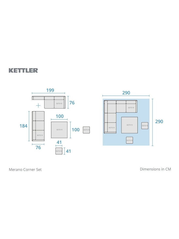 Kettler Grey Merano Garden Corner Set Square High/Low Table - Image 5 of 5 Kettler Grey Merano Garden Corner Set Square High/Low Table - Image 5 of 5