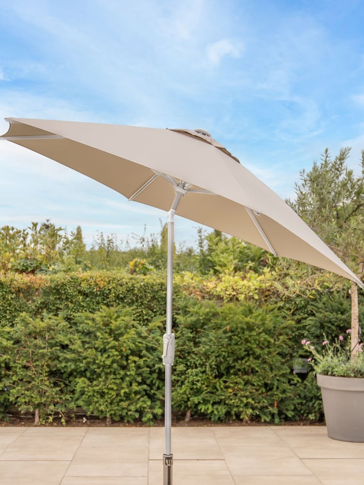 Kettler Stone Cream 30m Wind Up Garden Parasol with Auto Tilt Night - Image 1 of 3