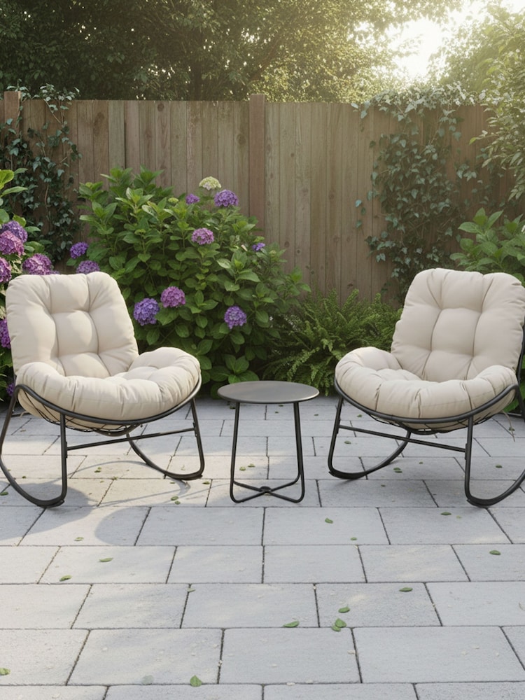 Kettler Cream Sway Garden Rocker Lounge Chairs Set - Image 1 of 5