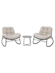 Kettler Cream Sway Garden Rocker Lounge Chairs Set - Image 2 of 5