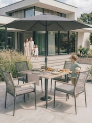 Kettler Grey Merano Garden 4 Seater Dining Set with Parasol and Base - Image 6 of 9