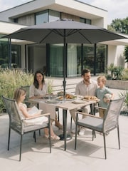 Kettler Grey Merano Garden 4 Seater Dining Set with Parasol and Base - Image 7 of 9
