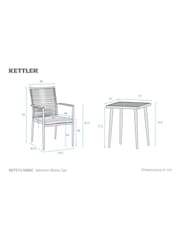 Kettler Grey Merano Garden Bistro Set with 60 x 60cm Square Table - Image 2 of 5