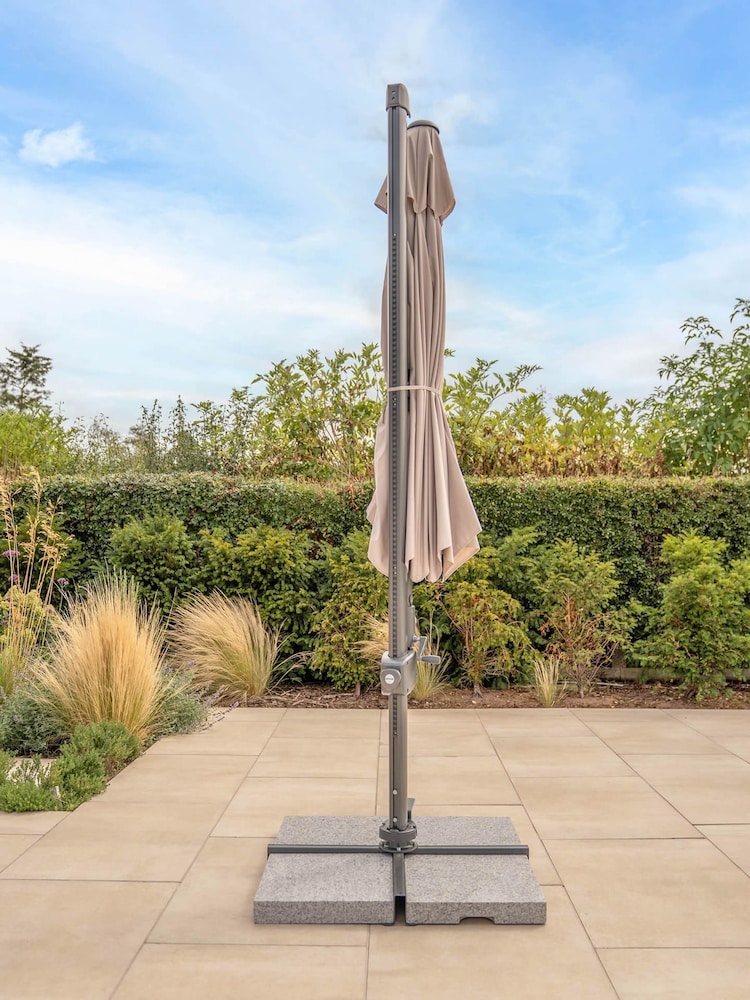 Kettler Grey Orion 3x3 LED Garden Parasol with Base and Night C Stone - Image 2 of 8