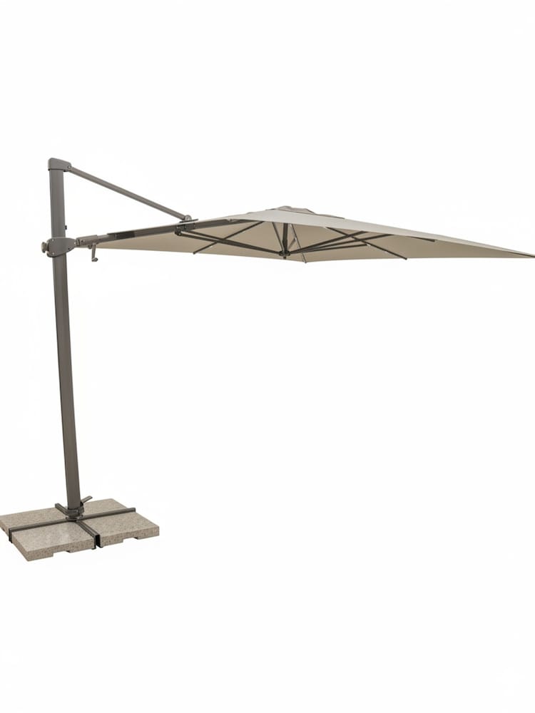 Kettler Grey Orion 3x3 LED Garden Parasol with Base and Night C Stone - Image 8 of 8