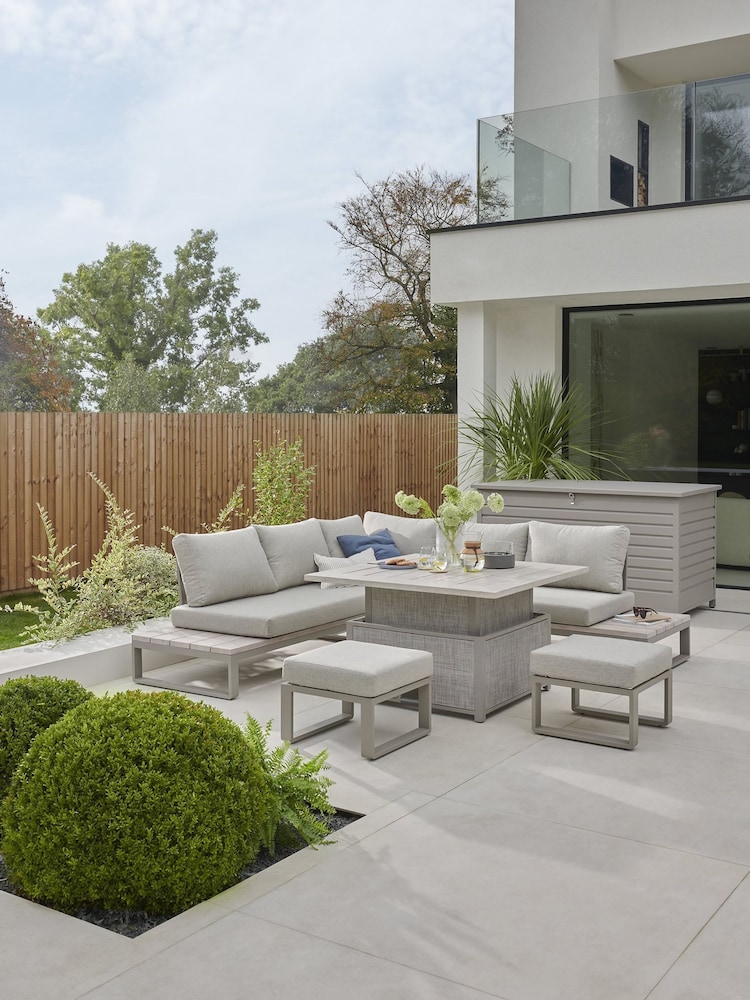 Kettler Pebble Grey Marina Corner Garden Lounge High/Low Table and Footstools - Image 1 of 8 Kettler Pebble Grey Marina Corner Garden Lounge High/Low Table and Footstools - Image 1 of 8
