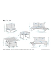 Kettler Pebble Grey Marina Corner Garden Lounge High/Low Table and Footstools - Image 4 of 8