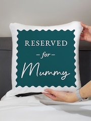 Personalised Teal Blue Reserved For Cushion by PMC - Image 2 of 3