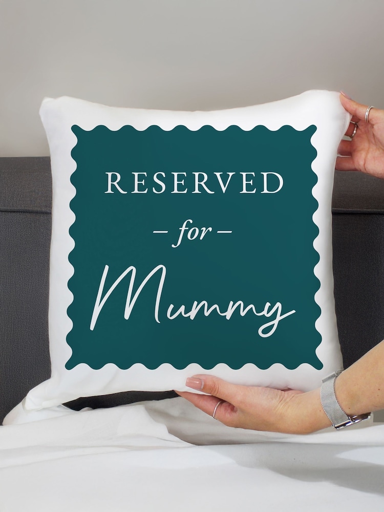 Personalised Teal Blue Reserved For Cushion by PMC - Image 2 of 3