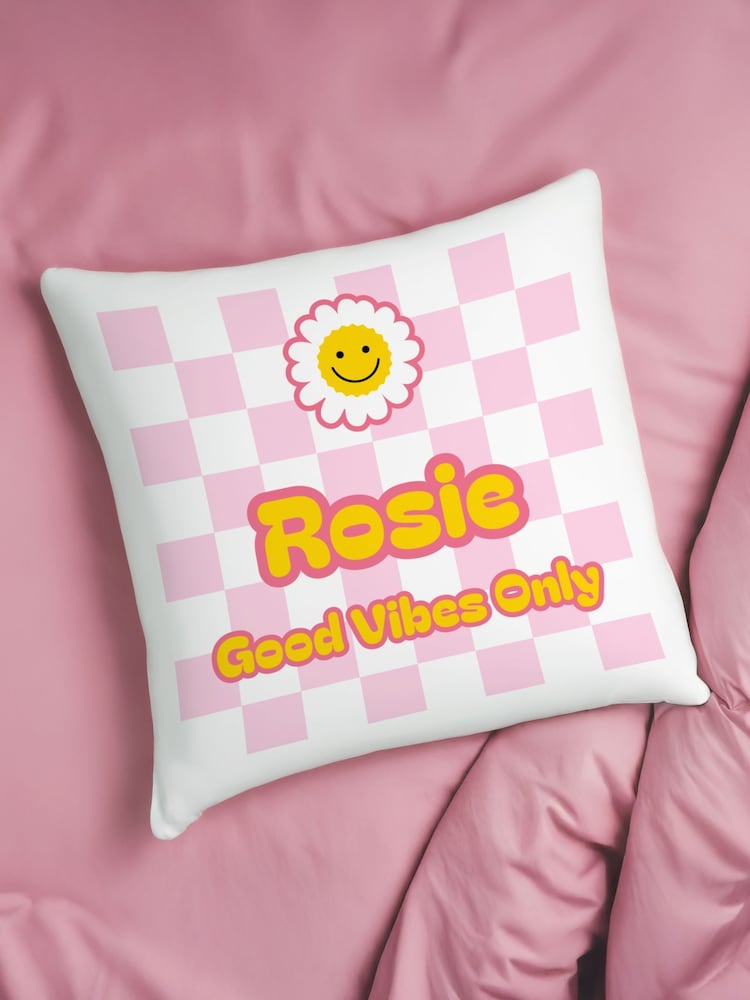 Personalised Check Childrens Bedroom Cushion by PMC - Image 2 of 4