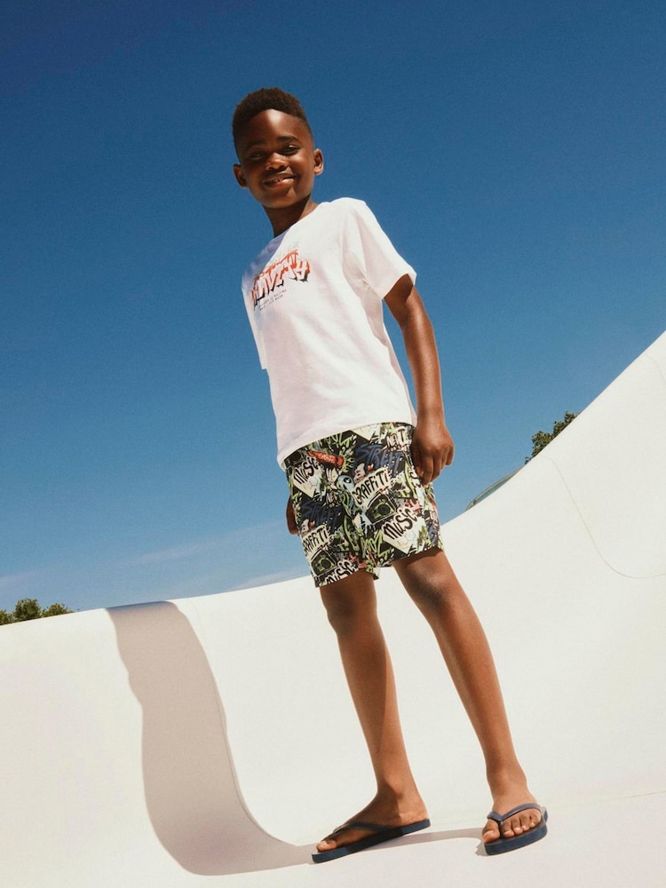 Name It Black Graffiti Print Swim Shorts - Image 1 of 4 Name It Black Graffiti Print Swim Shorts - Image 1 of 4