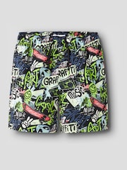 Name It Black Graffiti Print Swim Shorts - Image 2 of 4