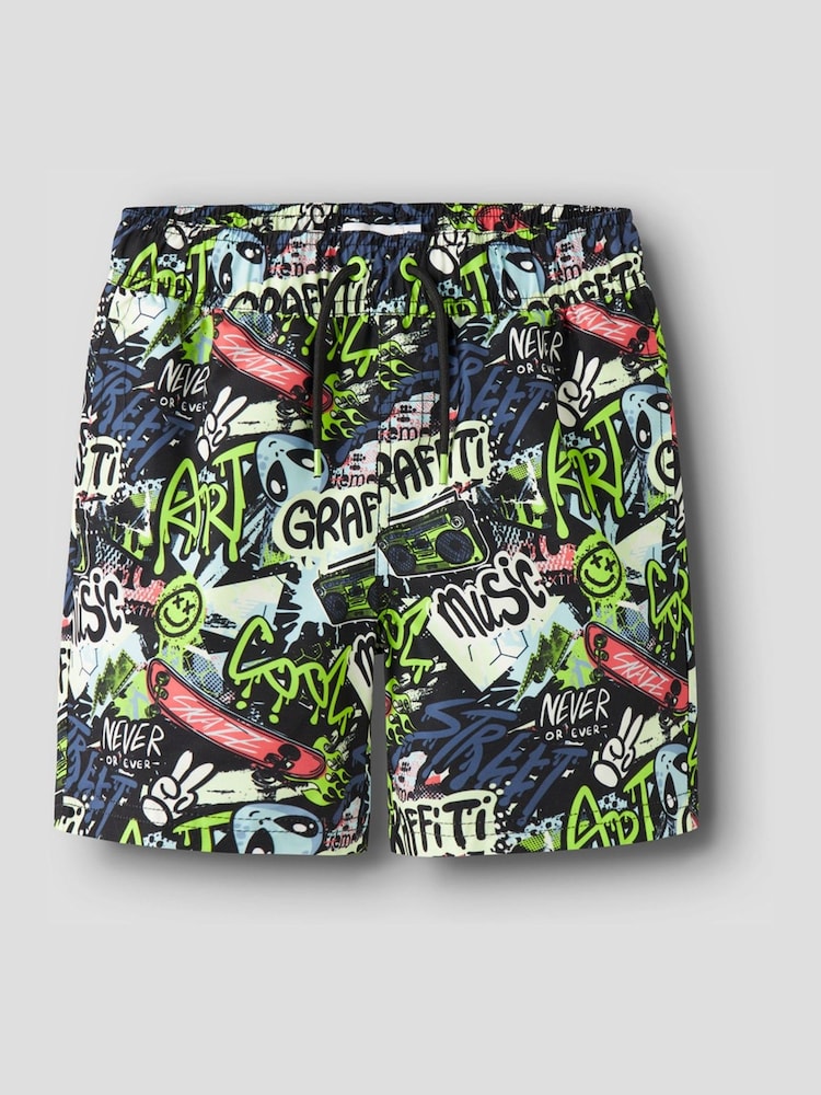 Name It Black Graffiti Print Swim Shorts - Image 2 of 4 Name It Black Graffiti Print Swim Shorts - Image 2 of 4