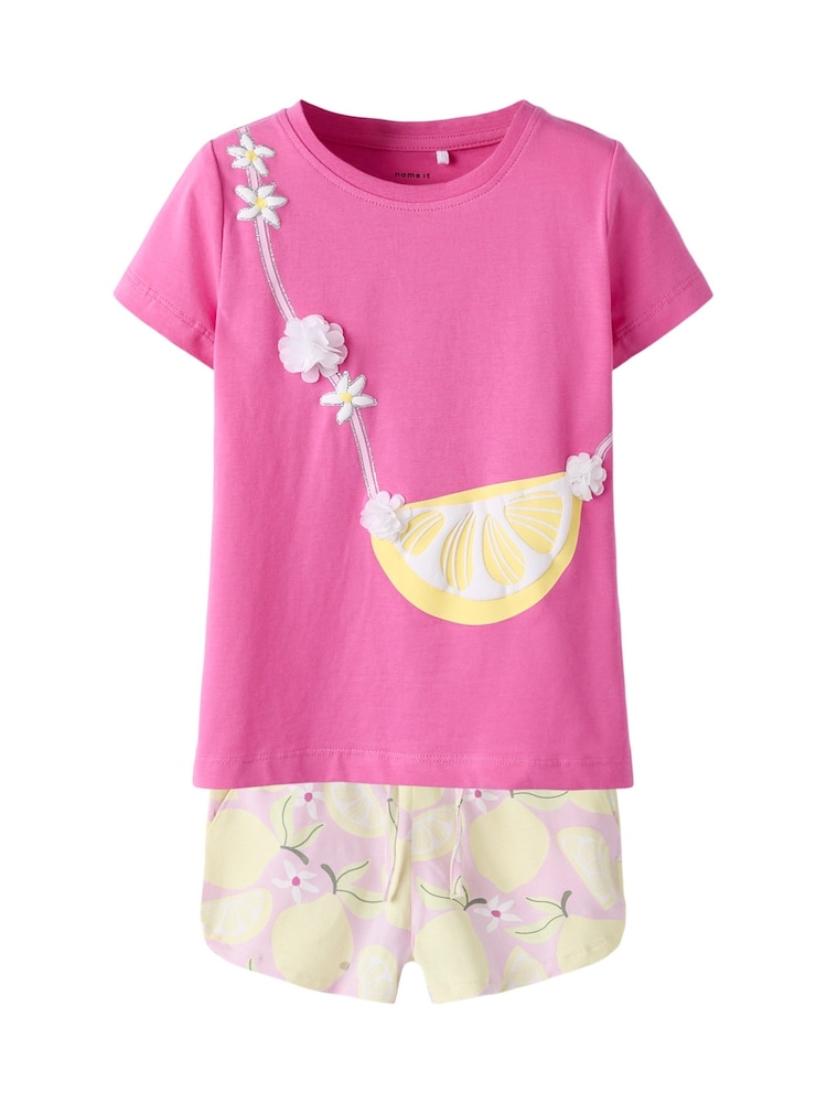 Name It Pink Lemon T-Shirt and Shorts Set - Image 1 of 4