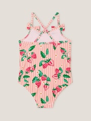 Monsoon Pink Baby Strawberry Print Scallop Trim Swimsuit - Image 2 of 3