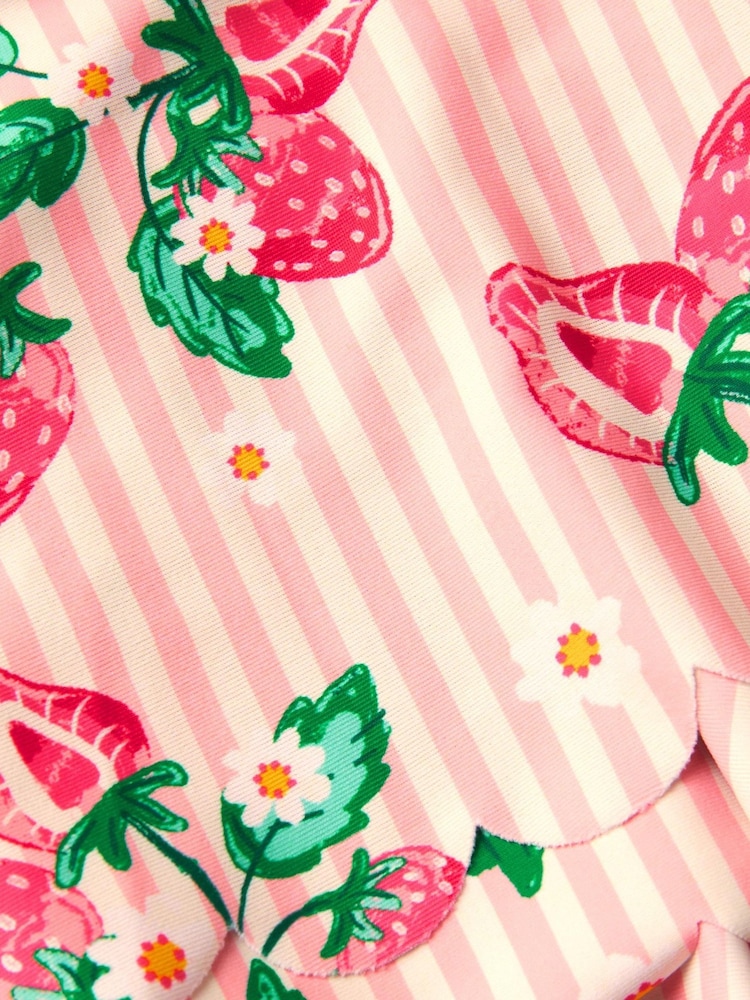Monsoon Pink Baby Strawberry Print Scallop Trim Swimsuit - Image 3 of 3