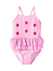 Name It Pink Cross Strap Frill Waist Swimsuit - Image 1 of 1