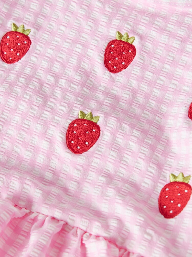 Name It Strawberry Pink Cross Strap Gingham Frill Waist Swimsuit - Image 3 of 3 Name It Strawberry Pink Cross Strap Gingham Frill Waist Swimsuit - Image 3 of 3