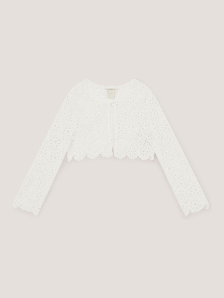 Monsoon Cream Carmela Crochet Long Sleeve Cardigan - Image 2 of 4