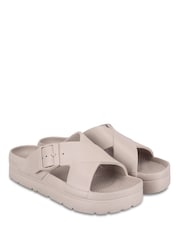 Totes Cream Solbounce Ladies Cross Front Buckle Sliders - Image 4 of 5