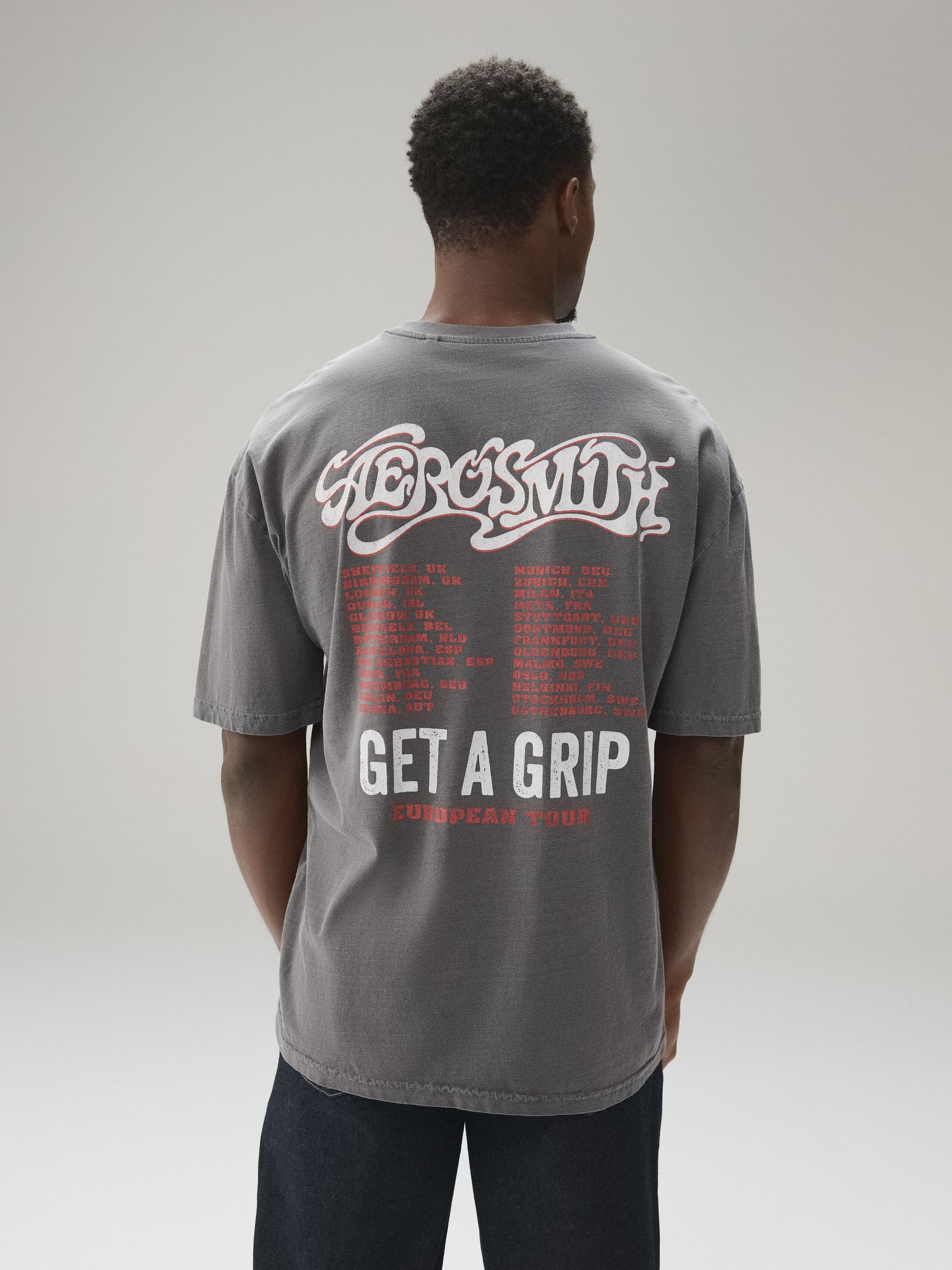 Buy Charcoal Grey Aerosmith Relaxed Fit Band Graphic Print T-Shirt