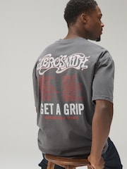 Charcoal Grey Aerosmith Relaxed Fit Band Graphic Print T-Shirt - Image 4 of 9