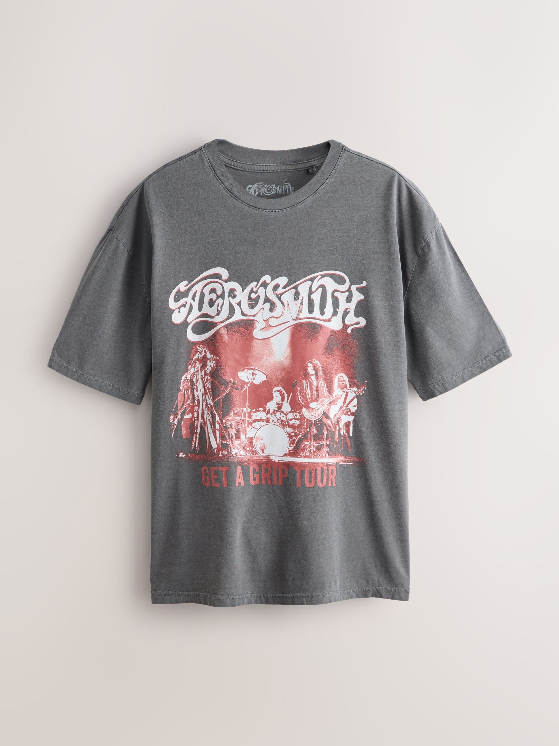 Buy Charcoal Grey Aerosmith Relaxed Fit Band Graphic Print T-Shirt