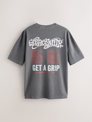 Charcoal Grey Aerosmith Relaxed Fit Band Graphic Print T-Shirt - Image 7 of 9