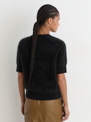 Reiss Black Julia 100% Brushed Cashmere Short-Sleeve Top - Image 5 of 7