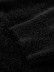 Reiss Black Julia 100% Brushed Cashmere Short-Sleeve Top - Image 7 of 7