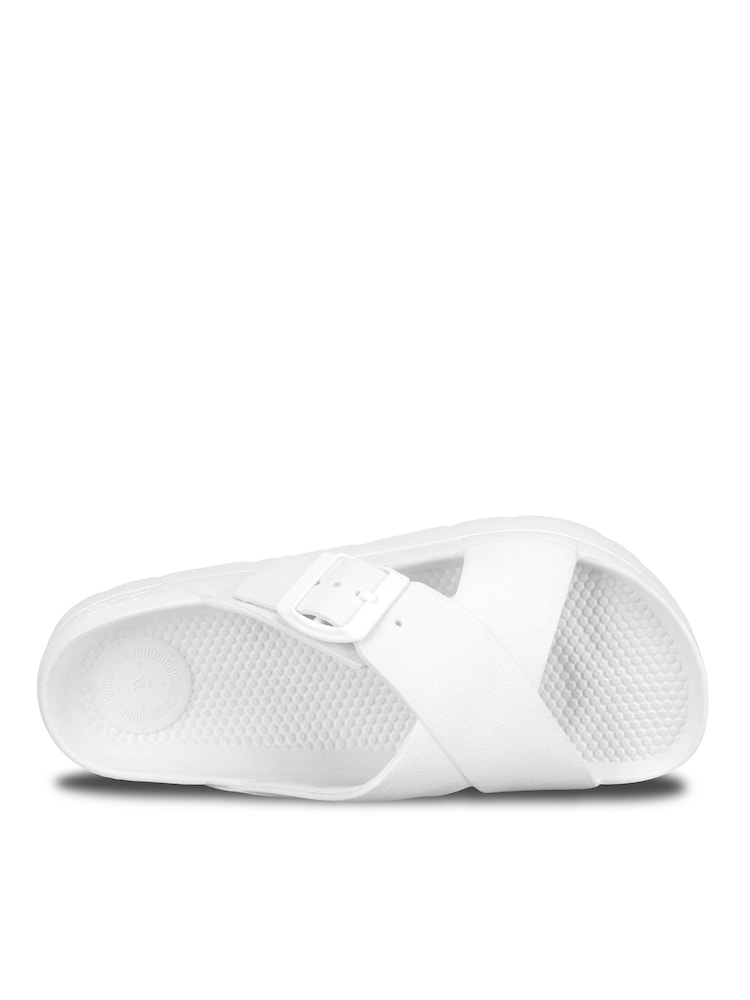 Totes White Solbounce Ladies Cross Front Buckle Sliders - Image 5 of 5