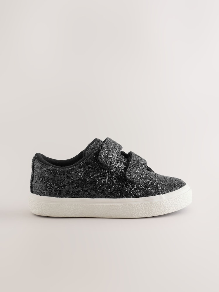 Black Glitter - Mga Chunky Trainer na May Touch Fastening - Larawan 2 ng 5