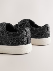 Black Glitter - Mga Chunky Trainer na May Touch Fastening - Larawan 4 ng 5