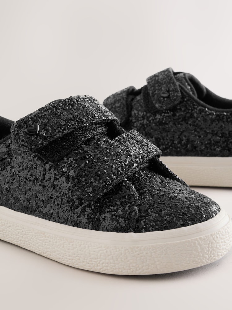 Black Glitter - Mga Chunky Trainer na May Touch Fastening - Larawan 5 ng 5