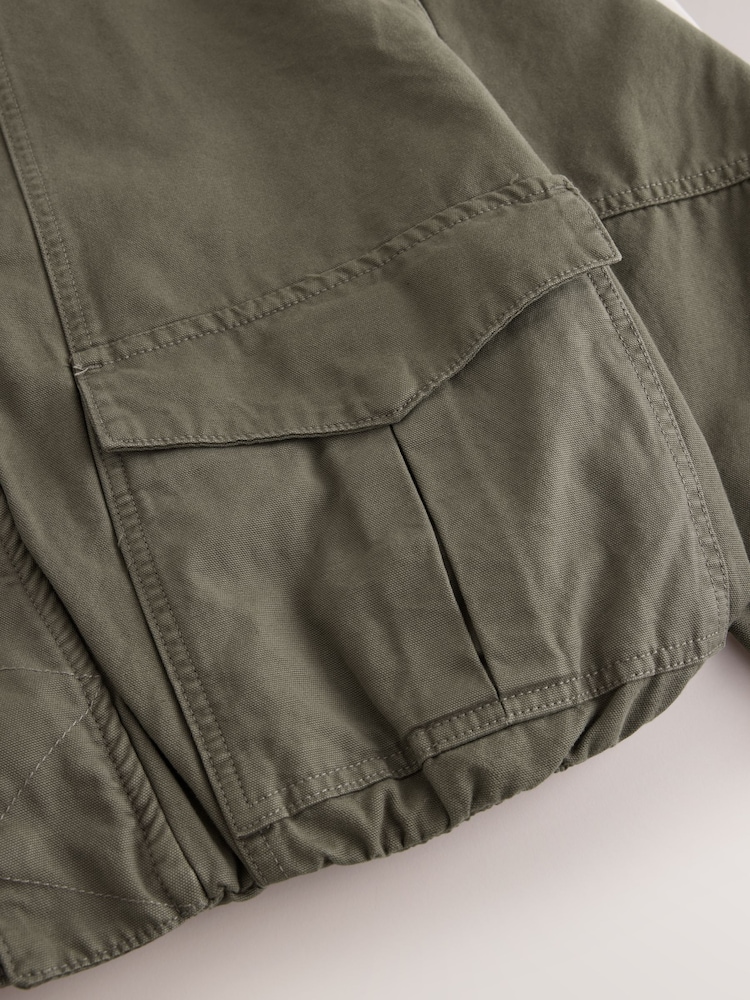 Khaki Green Funnel Neck Jacket - Image 2 of 3 Khaki Green Funnel Neck Jacket - Image 2 of 3